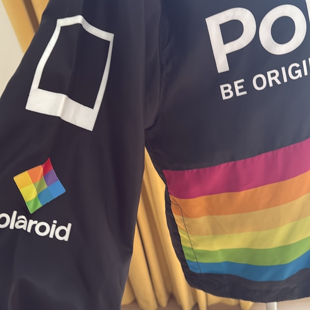 Polaroid Black windbreaker Jacket with Multicolor Stripes - Picture 3 of 9